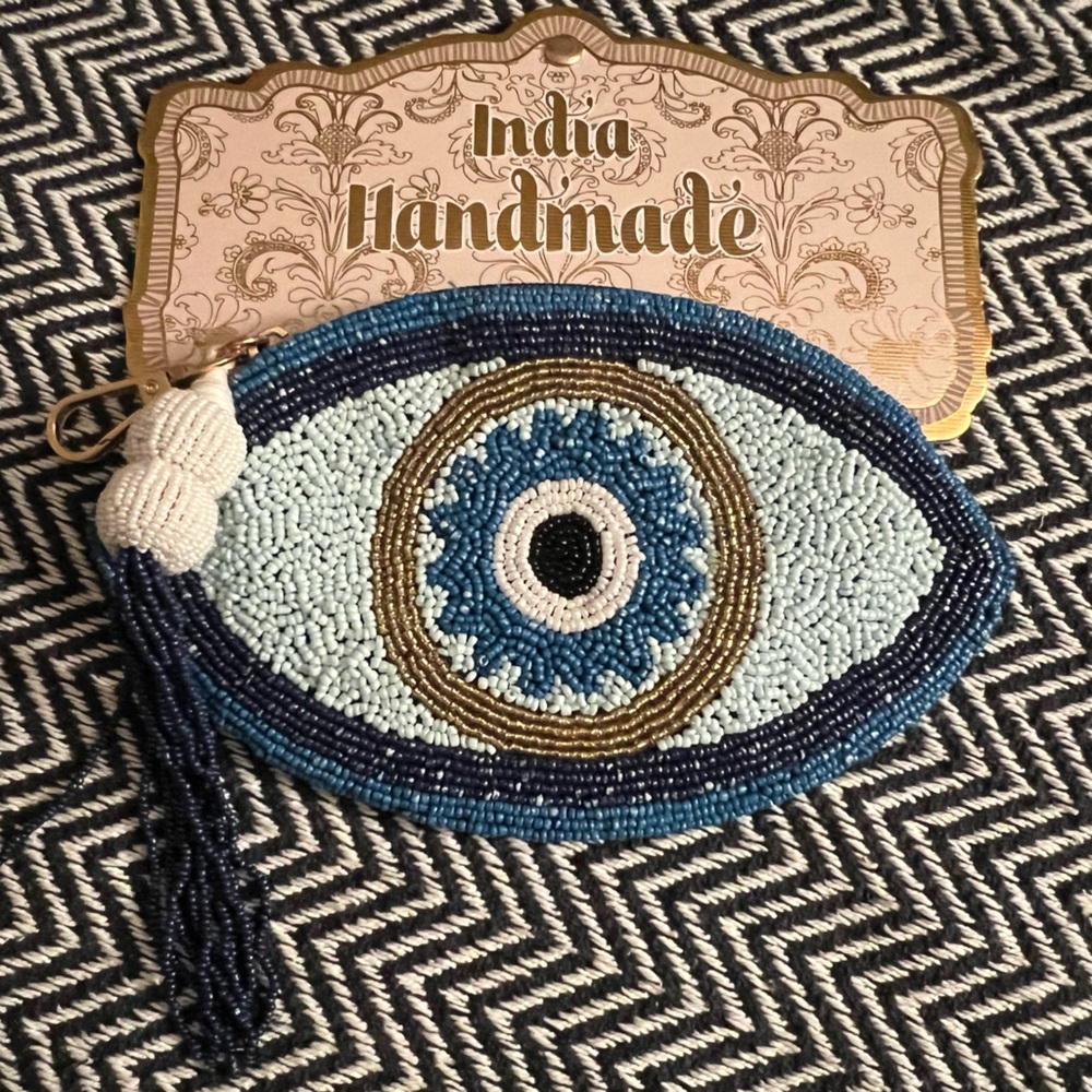 Evil Eye Beaded Pouch by India Handmade